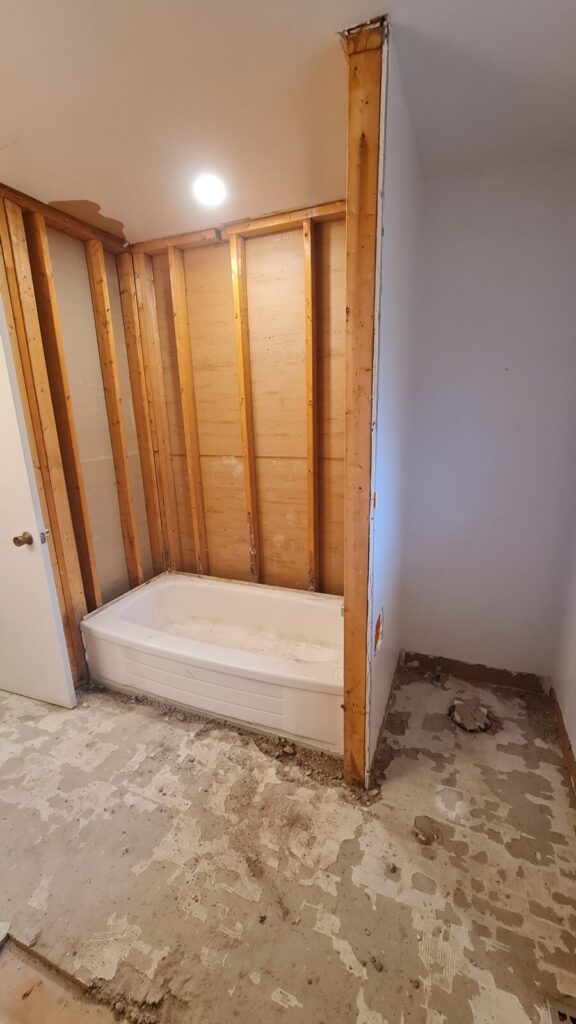 New framing during the full bathroom remodel